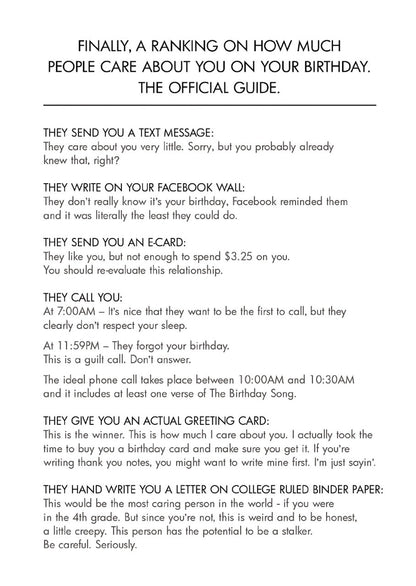 Bald Guy Birthday Rankings greeting card, inside