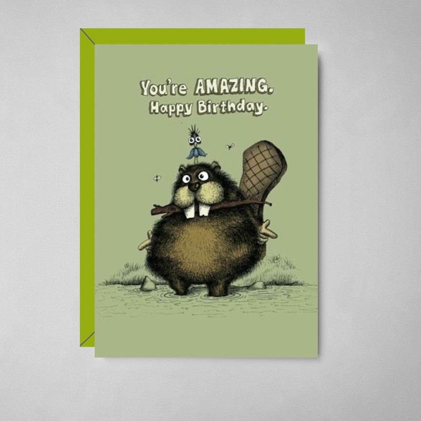 Bald Guy You're Amazing Happy Birthday greeting card with envelope