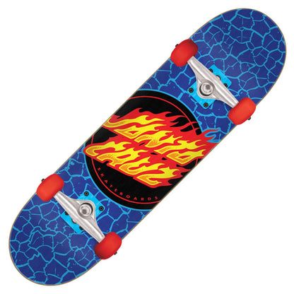 Santa Cruz Flame Dot Micro Skateboard Complete - Blue 7.5"