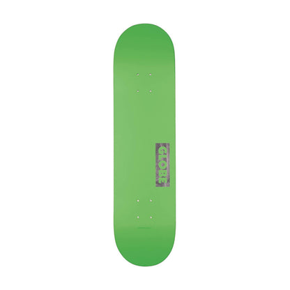 Globe Goodstock skateboard deck in neon green with a Globe label on a white background
