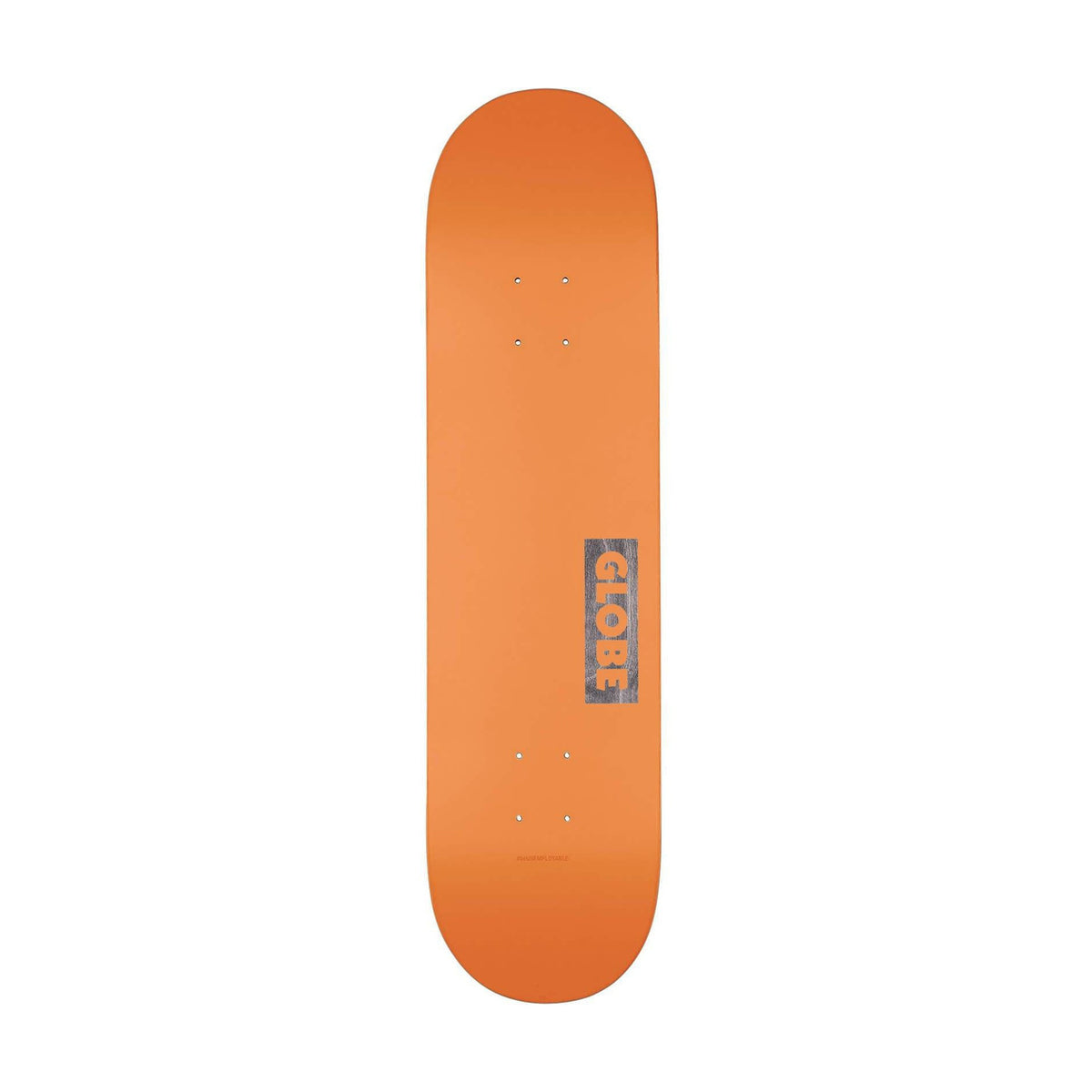 Globe Goodstock skateboard deck in neon orange with a Globe label on a white background