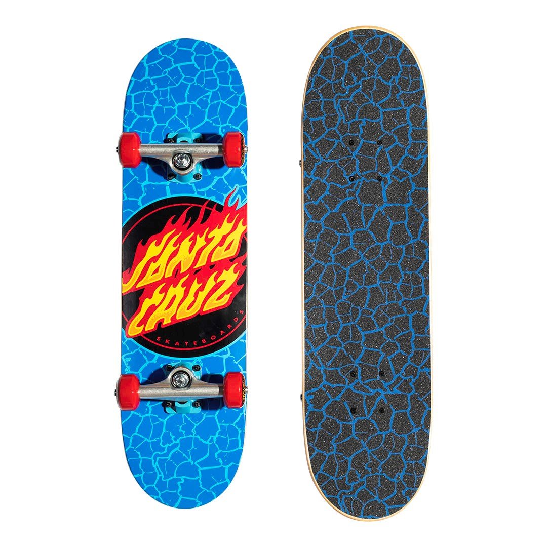 Santa Cruz Flame Dot Micro Skateboard Complete - Blue 7.5"