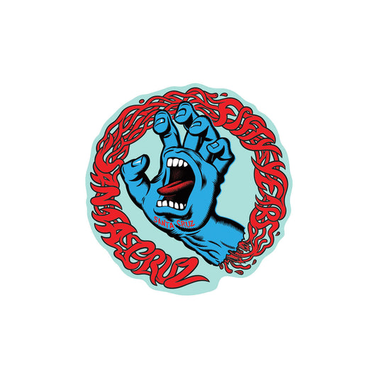 Santa Cruz Screaming 50 Clear Mylar Sticker - Blue/Red 4.75x4.85"