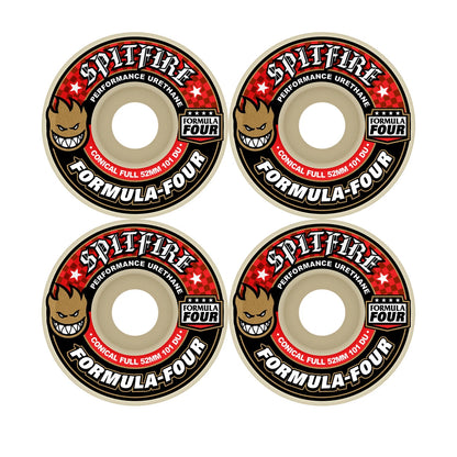 Spitfire - F4 Conical Full Skateboard Wheels - Red Print 54mm