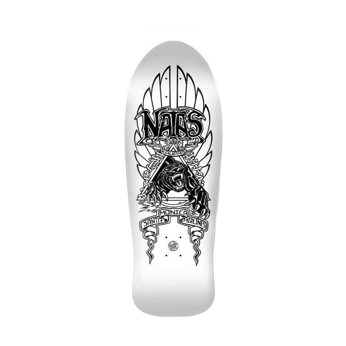 Santa Cruz Natas Panther 2 My Colorway reissue deck, white with a black Natas panther graphic