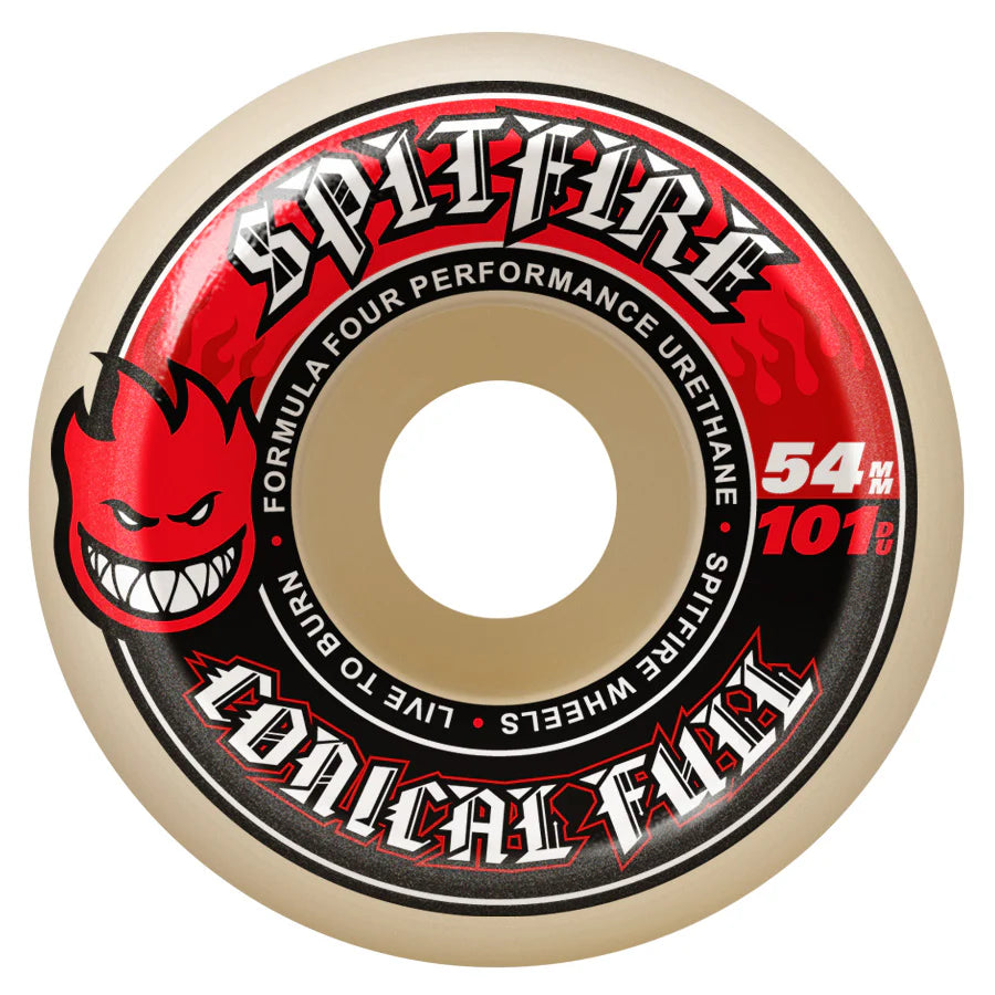 Spitfire - F4 Conical Full Skateboard Wheels - Red Print 54mm