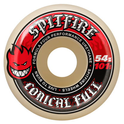 Spitfire - F4 Conical Full Skateboard Wheels - Red Print 54mm