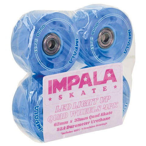Impala LIGHT UP Roller Skates Wheels - Blue 62mm [set/4]