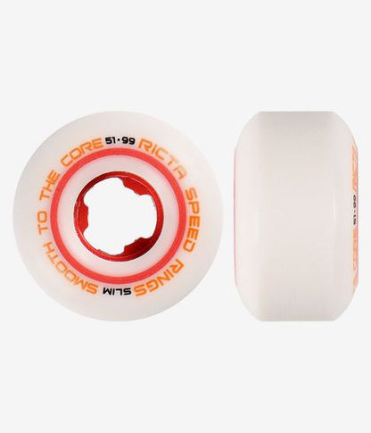 Ricta Speedrings Slim Skateboard Wheels 51mm 99A [set/4] [White/Red]