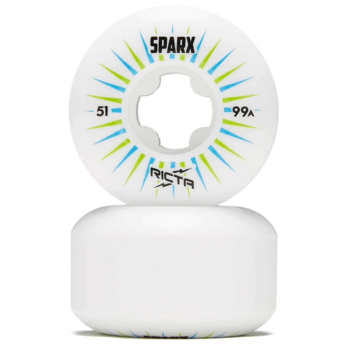 Ricta Sparx Skateboard Wheels - Green/White 51mm 99A [set/4]