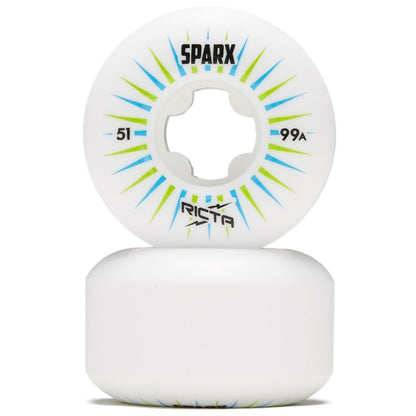 Ricta Sparx Skateboard Wheels - Green/White 51mm 99A [set/4]