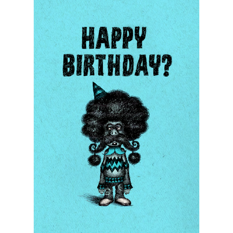 Bald Guy Happy Birthday? Question Mark Greeting Card [193]