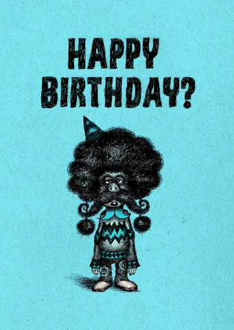 Bald Guy Happy Birthday? Question Mark Greeting Card [193]