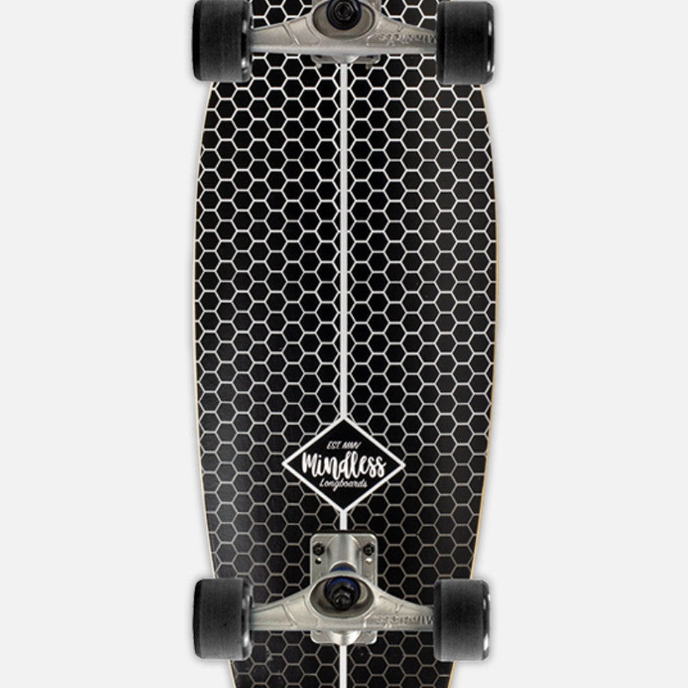 Mindless Surf Skate Fish Tail Surfskate Complete - Black 29.5"