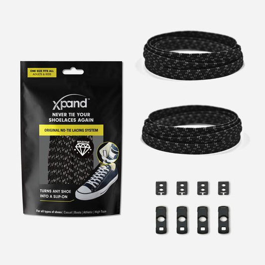 xpand Flat Original No-Tie Lacing System - Black Reflective [set/2]