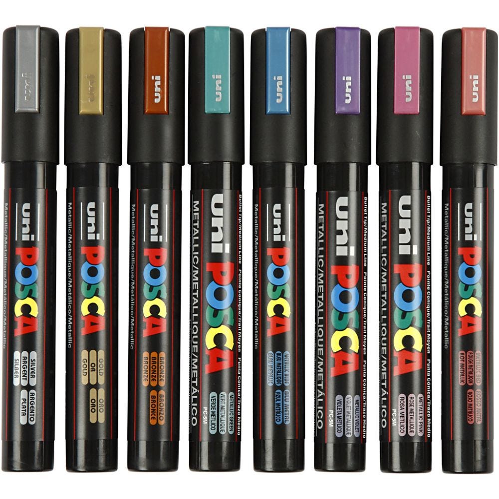 POSCA PC-5M Paint Marker Set 1.8-2.5mm [8C] Metallic Colors