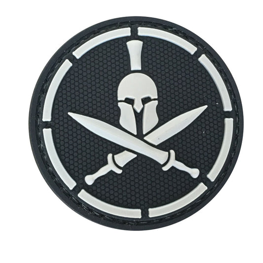 Missions Spartan Helmet Crossed Swords PVC Patch - Black