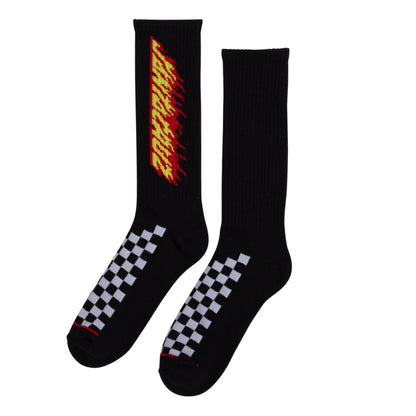 Santa Cruz Check Ringed Flamed Dot Crew Socks - Black 9-11