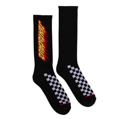 Santa Cruz Check Ringed Flamed Dot Crew Socks - Black 9-11