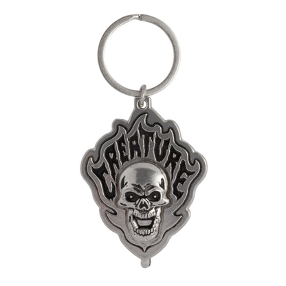 Creature Bonehead Flame Keychain - Antique Nickle