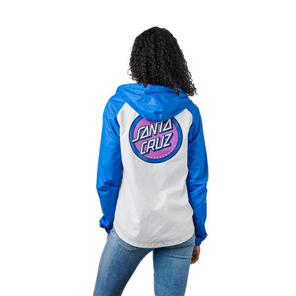 Santa Cruz Retro Dot Colorblock Hooded Windbreaker Jacket - White/Periwinkle