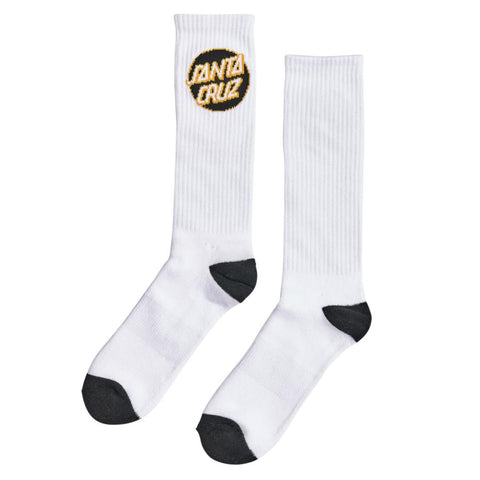 Santa Cruz Crew Socks - White w/Black/Gold 9-11 [men]