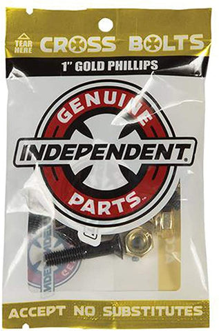 Independent GENUINE PARTS Phillips Hardware - Black/Gold 1" [set/8]