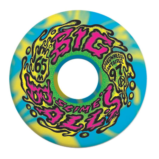 Slime Balls Big Balls Longboard Wheels - Blue/Yellow Swirl 65mm 97A [set/4]