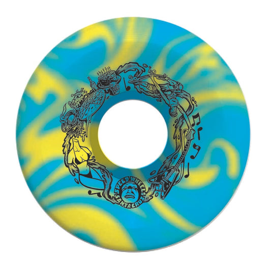 Slime Balls Big Balls Longboard Wheels - Blue/Yellow Swirl 65mm 97A [set/4]