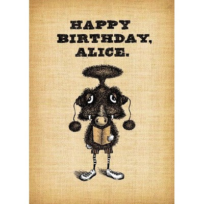 Bald Guy Happy Birthday Alice Greeting Card [169]