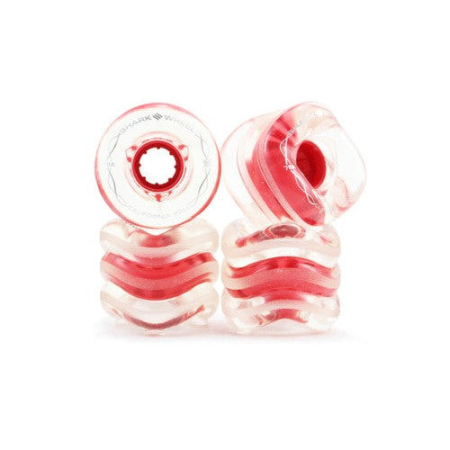 Shark Wheel California Roll Longboard Wheels - Clear With Red Hub 60mm 78A [set/4]
