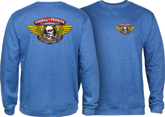 Powell Peralta WINGED RIPPER Midweight Crewneck Sweatshirt - Royal Heather