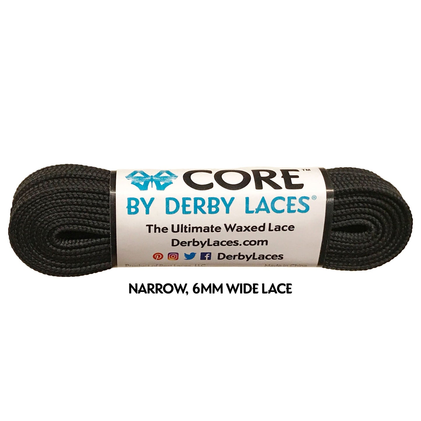 Derby Core Roller Skates Laces - Black 96" [244cm]