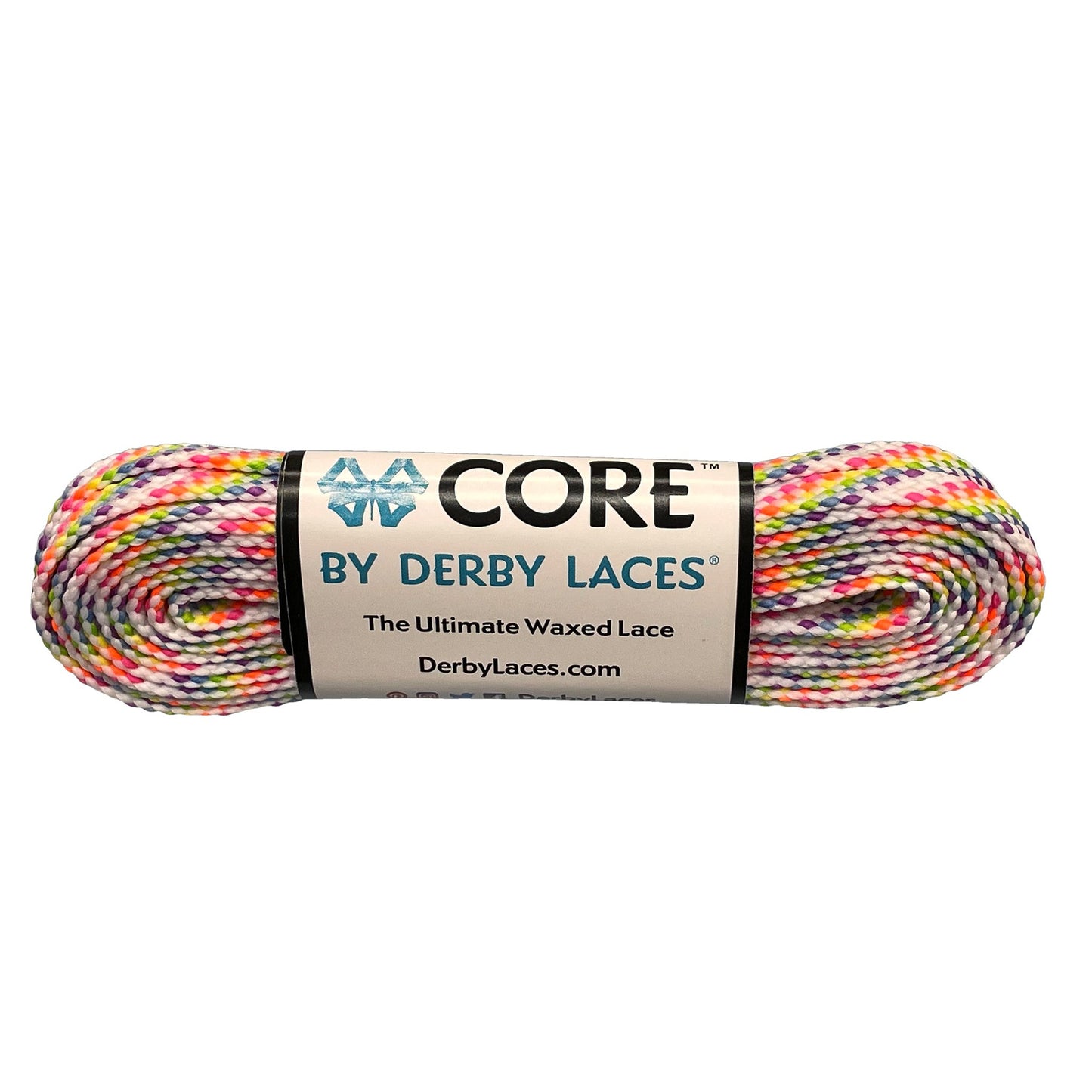 Derby Core Roller Skates Laces - Rainbow White 96" [244cm]