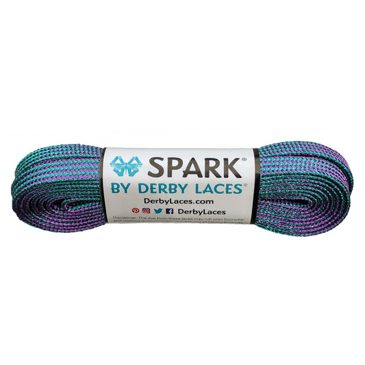 Derby Spark Roller Skates Laces - Purple/Teal Stripe 54" [137cm]