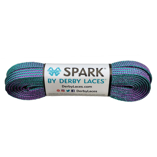 Derby Spark Roller Skates Laces - Purple/Teal Stripe 96" [244cm]