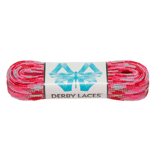 Derby Regular Waxed Roller Skates Laces - Pink Camouflage 96" [244cm]