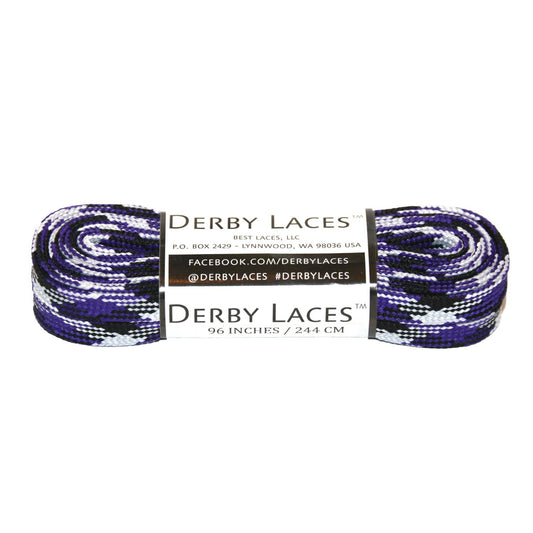 Derby Regular Waxed Roller Skates Laces - Purple Camouflage 96" [244cm]