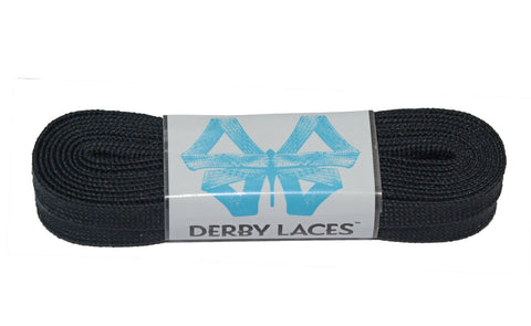Derby REGULAR Waxed Roller Skates Laces - Solid Black  96" [244cm]