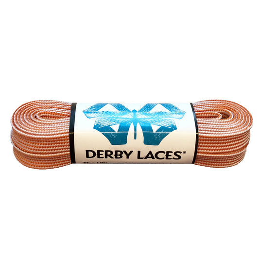 Derby Regular Waxed Roller Skates Laces - Orange/White Stripe 96" [244cm]
