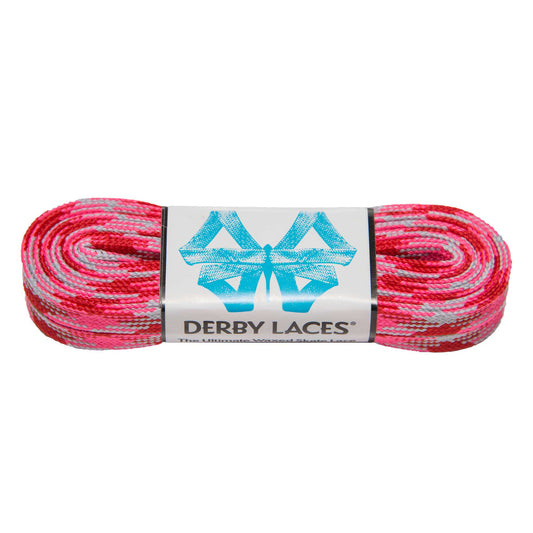 Derby Regular Waxed Roller Skates Laces - Pink Camouflage 72" [183cm]