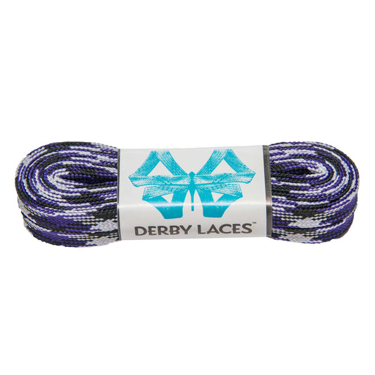 Derby Regular Waxed Roller Skates Laces - Purple Camouflage 72" [183cm]