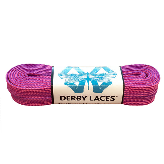 Derby Regular Waxed Roller Skates Laces - Purple/Hot Pink Stripe 72" [183cm]