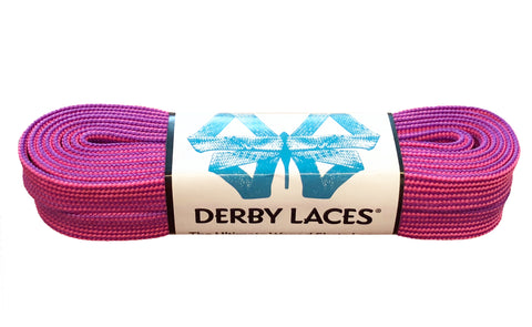 Derby REGULAR Waxed Roller Skates Laces - Purple/Hot Pink Stripe  72" [183cm]