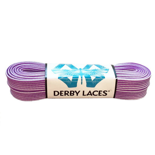 Derby Regular Waxed Roller Skates Laces - Purple/White Stripe 72" [183cm]