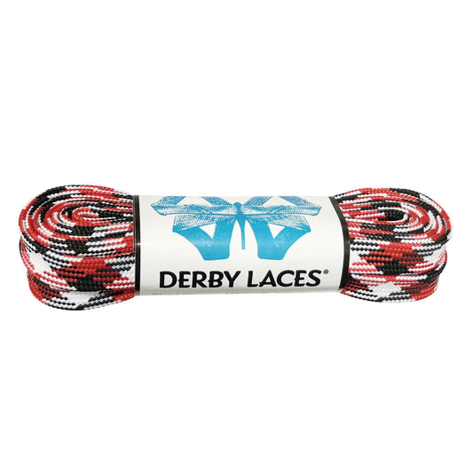 Derby Regular Waxed Roller Skates Laces - Red, White,/Black 96" [244cm]