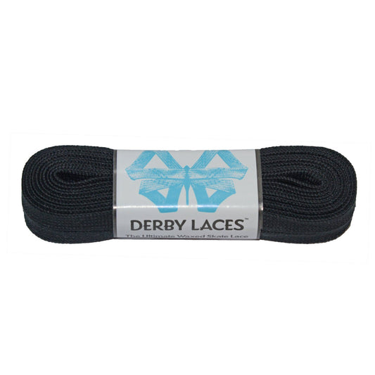 Derby Regular Waxed Roller Skates Laces - Solid Black 72" [183cm]