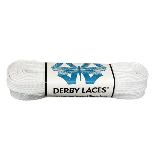 Derby Regular Waxed Roller Skates Laces - Solid White 72" [183cm]