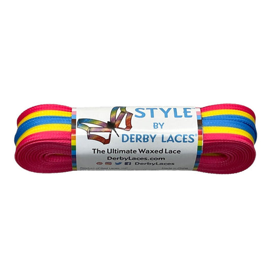 Derby Style Waxed Roller Skates Laces - Pan Stripe 54" [137cm]