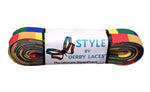 Derby STYLE Waxed Roller Skates Laces - Rainbow Block  72" [183cm]